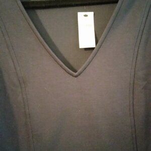 Women's navy knit top.